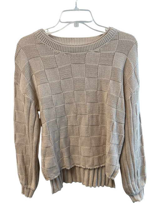 Z Supply Size XS Beige Cotton Blend Double Crew Neck Long Sleeve Sweater Beige / XS