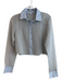 Superdown Size Small Light Blue Polyester Collared Button Down Long Sleeve Top Light Blue / Small