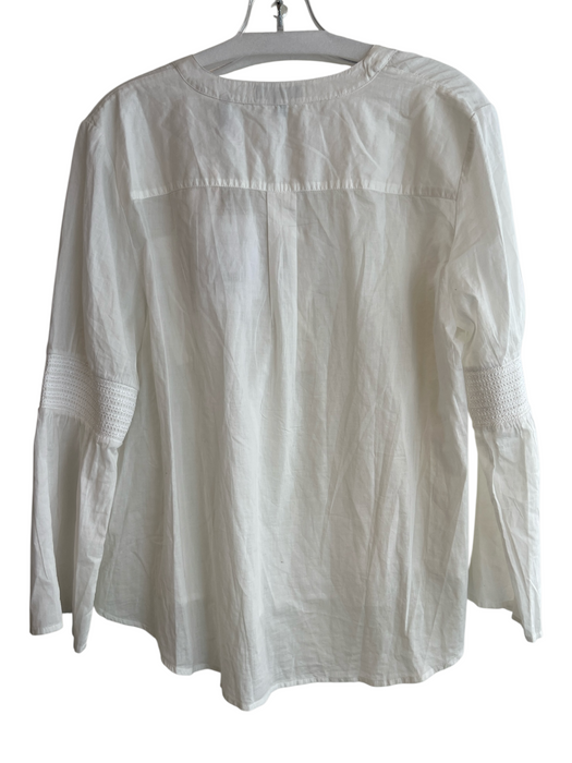 Theory Size Large White Cotton Voile Half Button Top White / Large