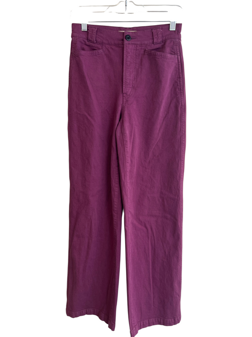 Madewell Size 25 Plum Cotton Blend 4 Pocket Zip Fly Wide Leg High Waist Pants Plum / 25