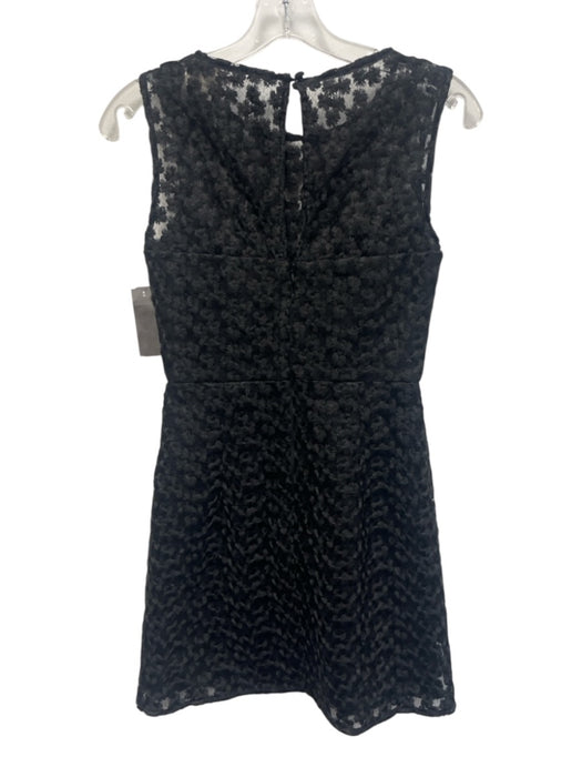 Milly Size 0 Black Polyester Embroidered Overaly Sleeveless Mini Dress Black / 0