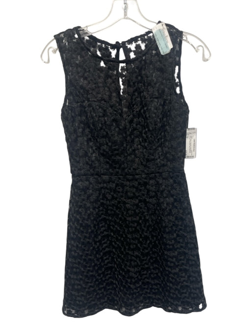 Milly Size 0 Black Polyester Embroidered Overaly Sleeveless Mini Dress Black / 0