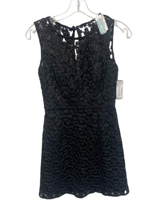 Milly Size 0 Black Polyester Embroidered Overaly Sleeveless Mini Dress Black / 0