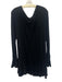 Free People Size L Black Viscose Blend Waffle Knit Long Trumpet Sleeve Top Black / L