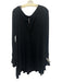 Free People Size L Black Viscose Blend Waffle Knit Long Trumpet Sleeve Top Black / L