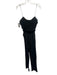 Zara Size M Black Polyester shaggy Belted Straight Leg Jumpsuit Black / M