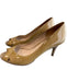 Cole Haan Shoe Size 11 Beige Patent Leather Peep Toe Almond Toe Pump Heels Beige / 11