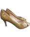 Cole Haan Shoe Size 11 Beige Patent Leather Peep Toe Almond Toe Pump Heels Beige / 11