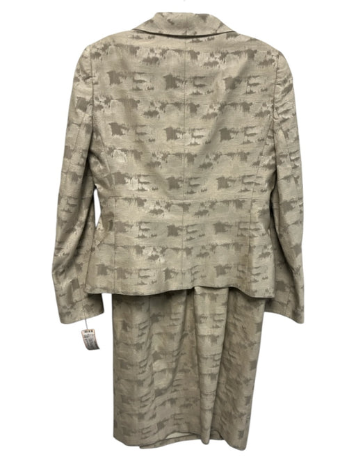 Armani Collezioni Size 8 Gray & Beige Polyester Blend Abstract Blazer Dress Set Gray & Beige / 8