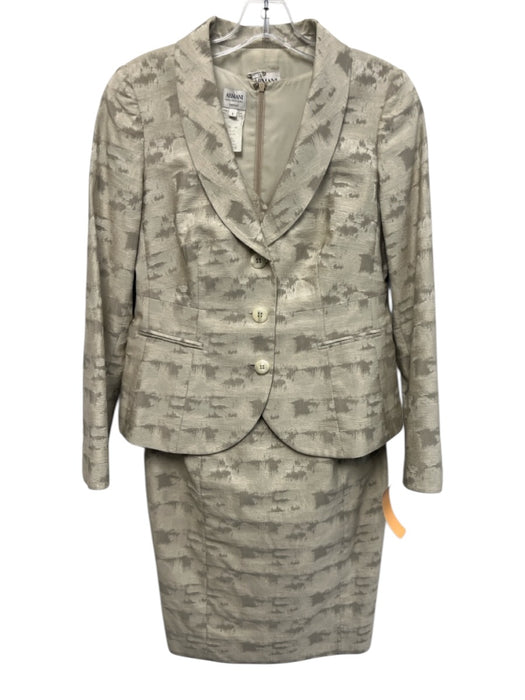 Armani Collezioni Size 8 Gray & Beige Polyester Blend Abstract Blazer Dress Set Gray & Beige / 8