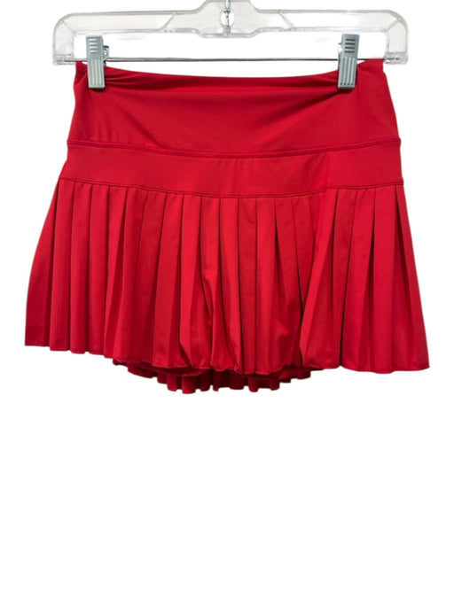 Goldhinge Size Est S Red Missing Fabric Tag Elastic Waistband Pleated Skirt Red / Est S
