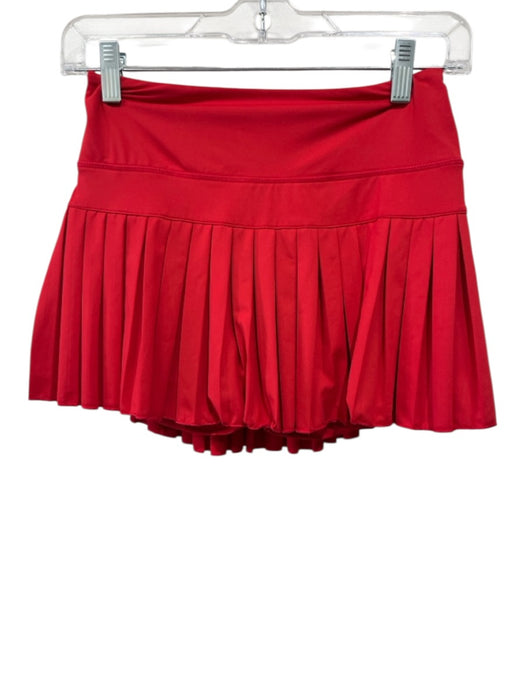 Goldhinge Size Est S Red Missing Fabric Tag Elastic Waistband Pleated Skirt Red / Est S
