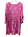 La Plage Size M Pink & White Cotton Flora & Fauna Long Sleeve V Neck Dress Pink & White / M