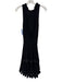Misa Size S Black Rayon V Neck Sleeveless Elastic Waist Metal Accent Dress Black / S