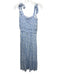 Lost + Wander Size S Blue & White Rayon Floral Tie Shoulder Smocked Bodice Dress Blue & White / S