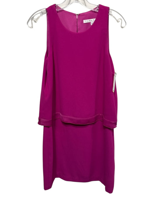 Trina Turk Size 2 Magenta Polyester Sleeveless Keyhole Back Layered Detail Dress Magenta / 2