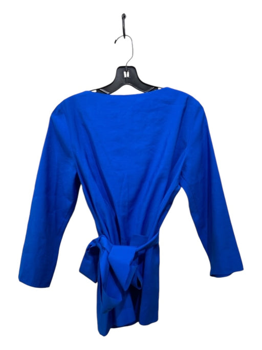 COS Size 6 Cobalt Blue Modal Blend Tie Side Boat Neck Long Sleeve Top Cobalt Blue / 6