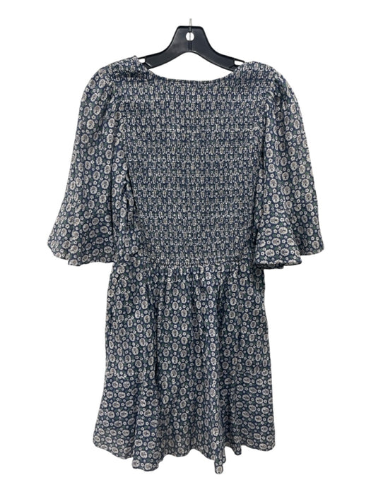 La Vie Rebecca Taylor Size M Blue, White & Green Cotton Blend V Neck Dress Blue, White & Green / M