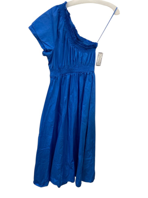 J Crew Size S Blue Cotton Cold Shoulder Smocked Waist Pockets Maxi Dress Blue / S