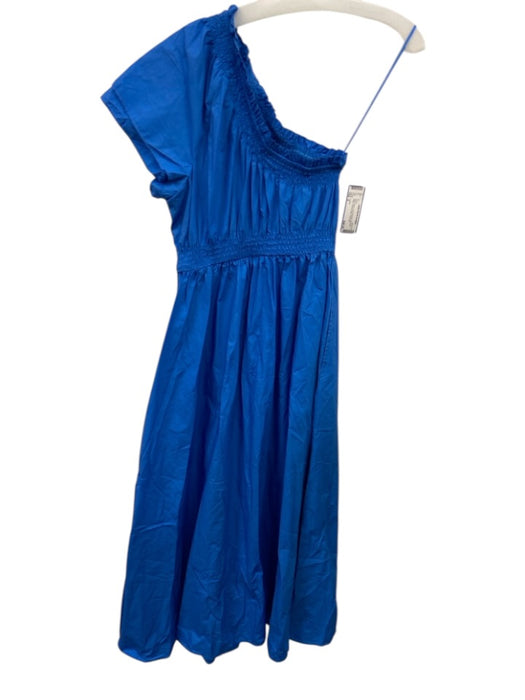 J Crew Size S Blue Cotton Cold Shoulder Smocked Waist Pockets Maxi Dress Blue / S
