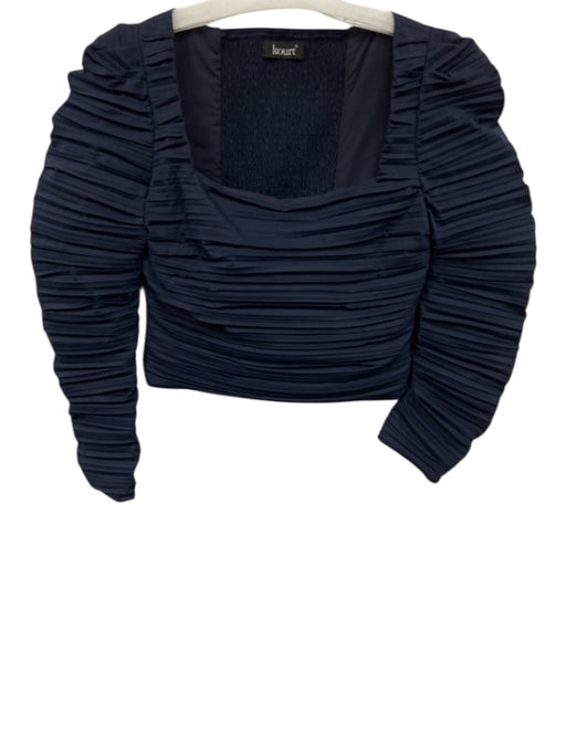 Kourt Size M Navy Polyester Accordian Pleats Square Neck Long Balloon Sleeve Top Navy / M