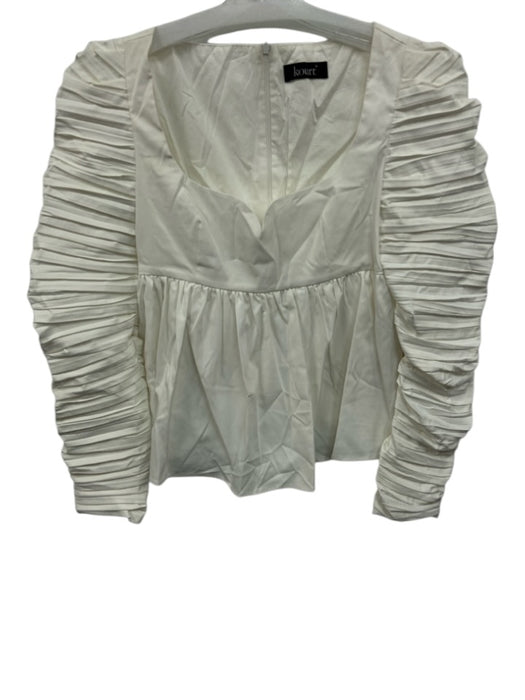 Kourt Size M White Polyester Accordian Pleats Sweetheart Neckline Zip Back Top White / M