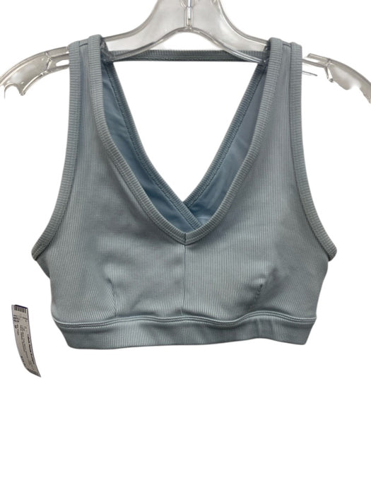 Alo Yoga Size M Light Blue Poly Blend Ribbed Cross Back Athletic Top Light Blue / M