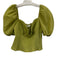 ASTR Size S Green Polyester Textured Sweetheart Neckline Puff Sleeve Top Green / S