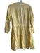 Magaschoni Size S Yellow Linen stand collar 1/2 Button Pintucks Dress Yellow / S