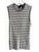 Theory Size P Cream & Gray Cotton Blend Round Neck Sleeveless Rib Knit Top Cream & Gray / P