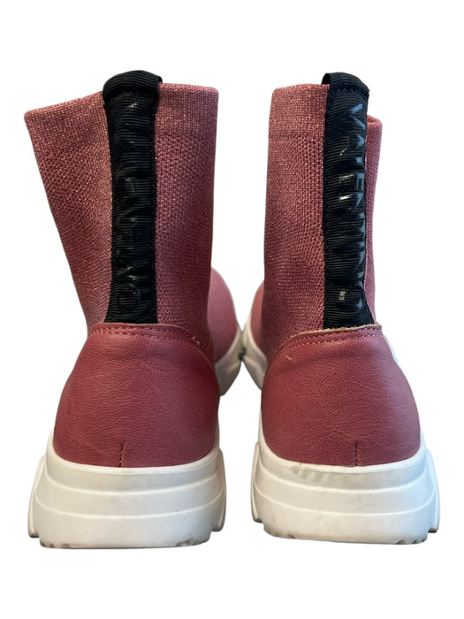Valentino Shoe Size 7.5 Pink Textile Metallic Thread Logo Sock Sneaker Shoes Pink / 7.5