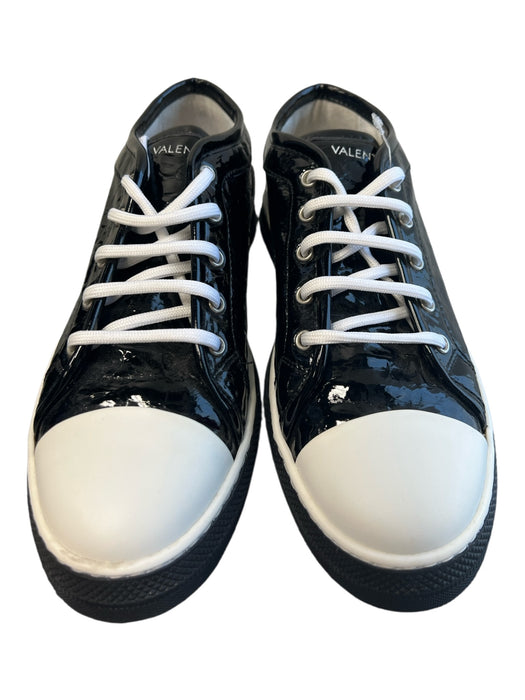 Valentino Shoe Size 8.5 Black Patent Leather Rubber Sole lace up Round Toe Shoes Black / 8.5