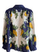 Farm Rio Size M Blue Green & White Linen & Viscose Button Down Collared Top Blue Green & White / M