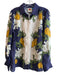 Farm Rio Size M Blue Green & White Linen & Viscose Button Down Collared Top Blue Green & White / M