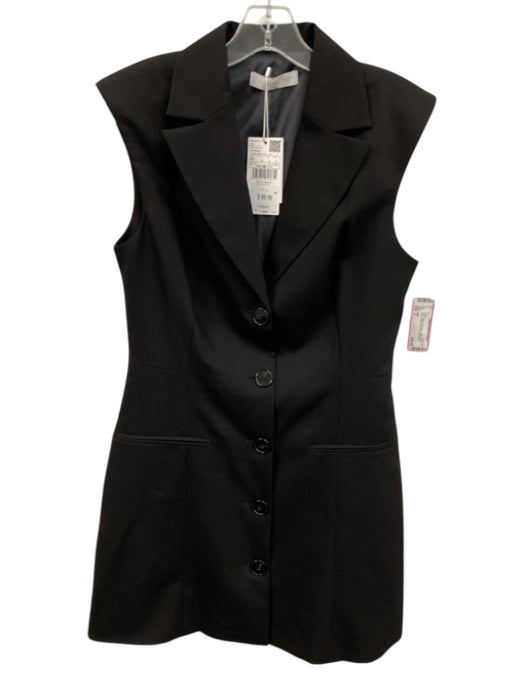 MNG Size 6 Black Polyester Lapel Button Down Shift Dress Black / 6