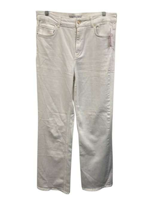 Zara Size 8 Ivory White Cotton Blend Mid Rise Straight Leg Jeans Ivory White / 8