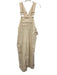 Lovers + Friends Size S Cream Cotton Twill Button Sides Wide Leg Cargo Overalls Cream / S