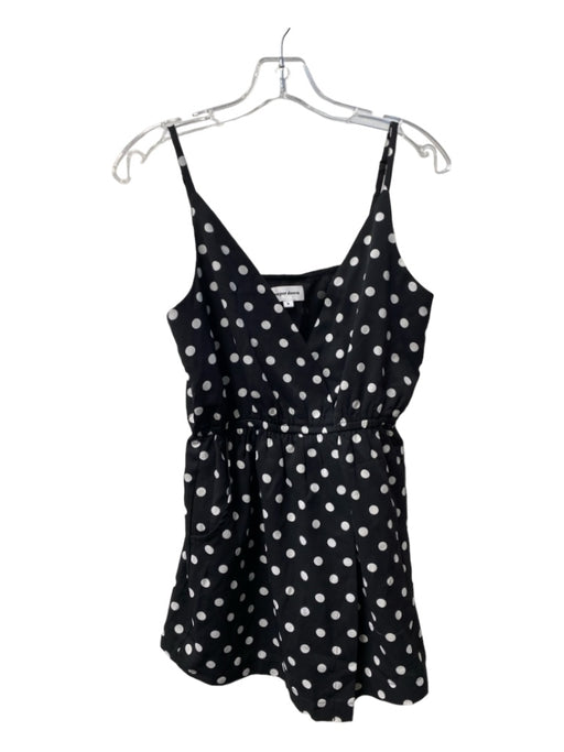 Superdown Size S Black & White Polyester V Neck Spaghetti Strap Polka Dot Romper Black & White / S