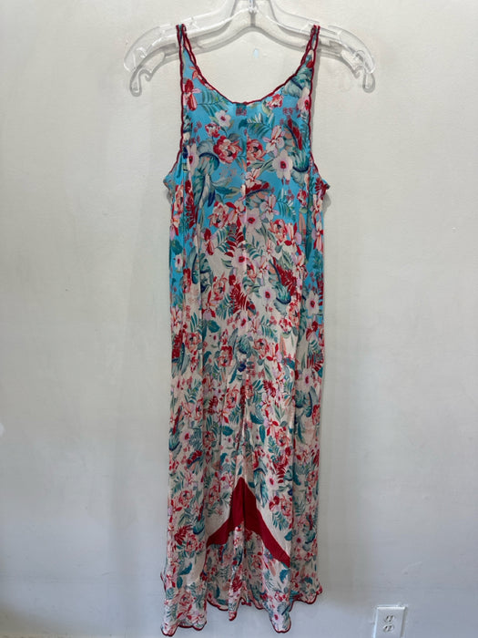Johnny Was Size XS Blue & Multi Cupra Rayon Sleeveless Floral Print Dress