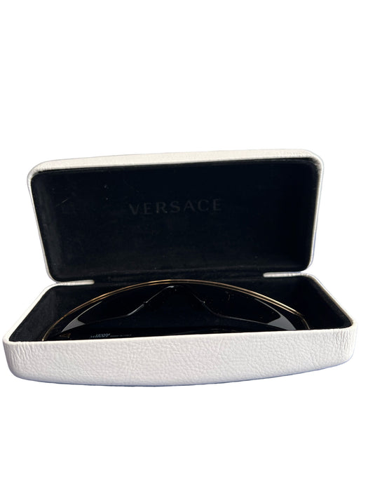 Versace Black & Gold Metal Black Lenses Gold Frame Shield Lens Sunglasses