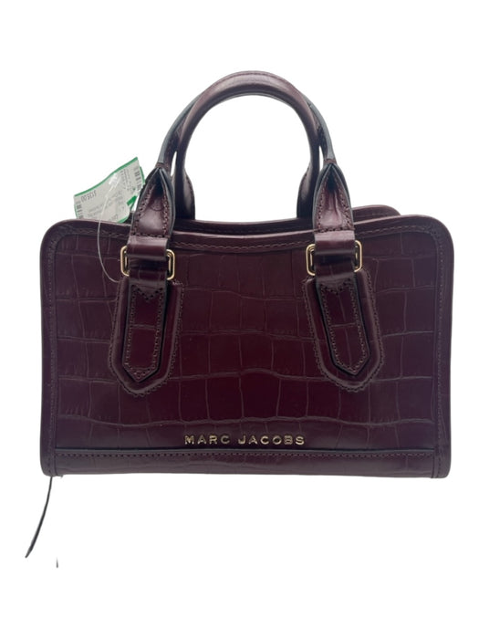 Marc Jacobs Maroon Leather Hand & Shoulder Bag Zip Close Croc Embossed Bag Maroon