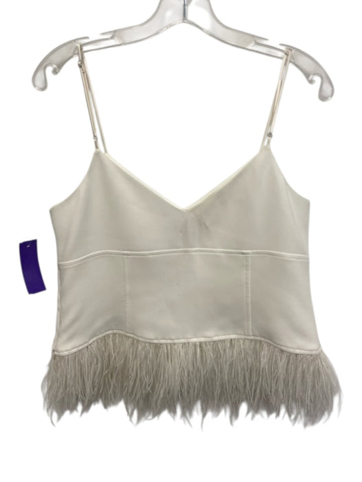 5a7 Cinq a Sept Size M Cream White Triacetate & Polyester Ostrich Feathers Top Cream White / M