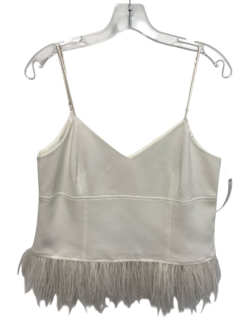 5a7 Cinq a Sept Size M Cream White Triacetate & Polyester Ostrich Feathers Top Cream White / M