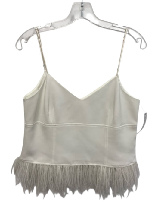 5a7 Cinq a Sept Size M Cream White Triacetate & Polyester Ostrich Feathers Top Cream White / M
