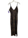 Zara Size L Brown & Black Polyester Spaghetti Strap Animal Print V Neck Dress Brown & Black / L