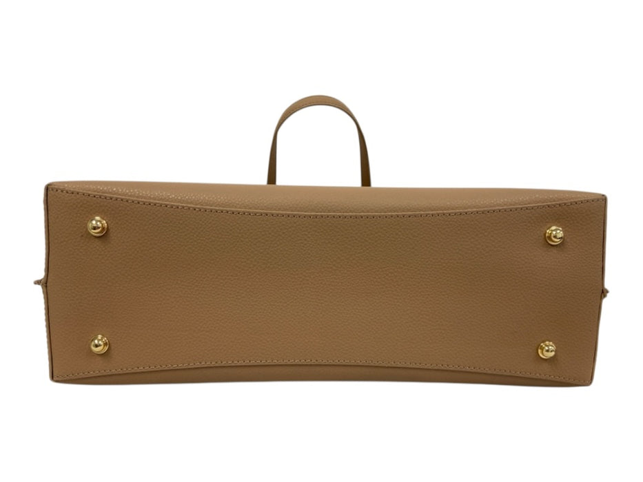 Quince Light Brown Pebble Leather Top Handles Open Top Tote Bag Light Brown / M/L