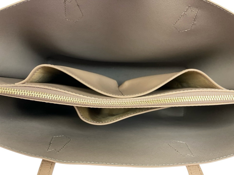 Quince Light Brown Pebble Leather Top Handles Open Top Tote Bag Light Brown / M/L