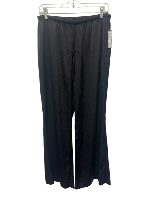 Zara Size Medium Black Polyester Blend Elastic Drawstring Waist Satin Pants Black / Medium