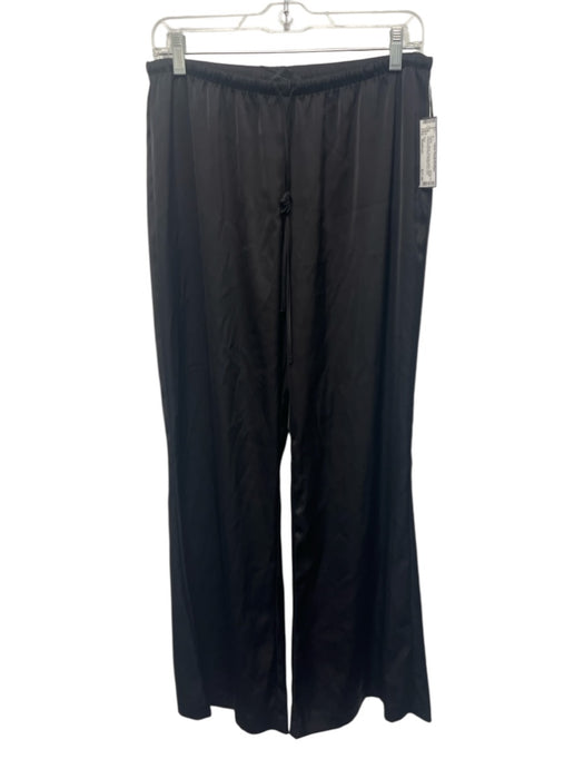 Zara Size Medium Black Polyester Blend Elastic Drawstring Waist Satin Pants Black / Medium