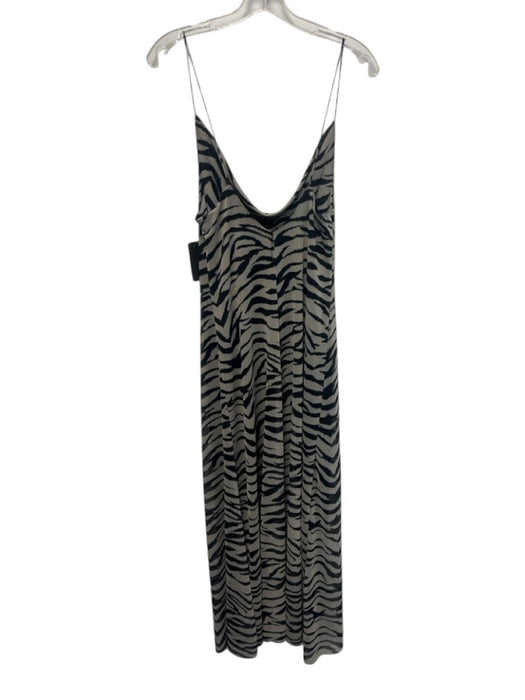 Zara Size Large Black & Gray Spaghetti Strap Animal Stripe Mesh Midi Dress Black & Gray / Large